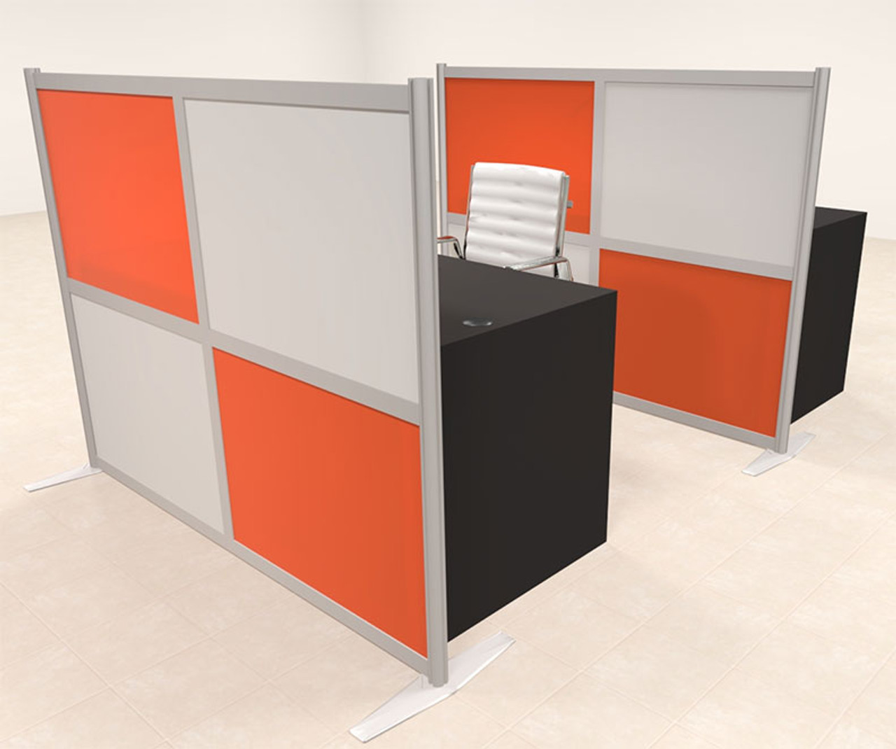 Two Person Workstation w/Acrylic Aluminum Privacy Panel, #OT-SUL-HPO140