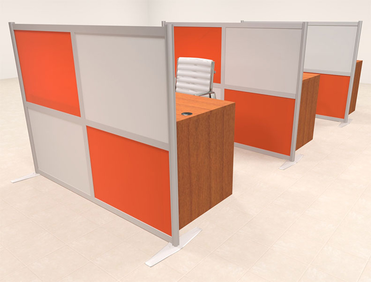 Three Person Workstation w/Acrylic Aluminum Privacy Panel, #OT-SUL-HPO141