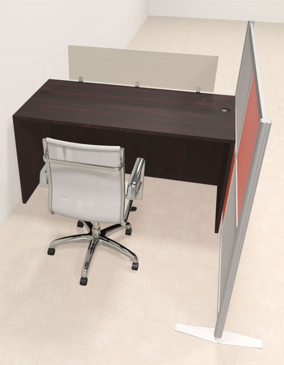 One Person Workstation w/Acrylic Aluminum Privacy Panel, #OT-SUL-HPO75