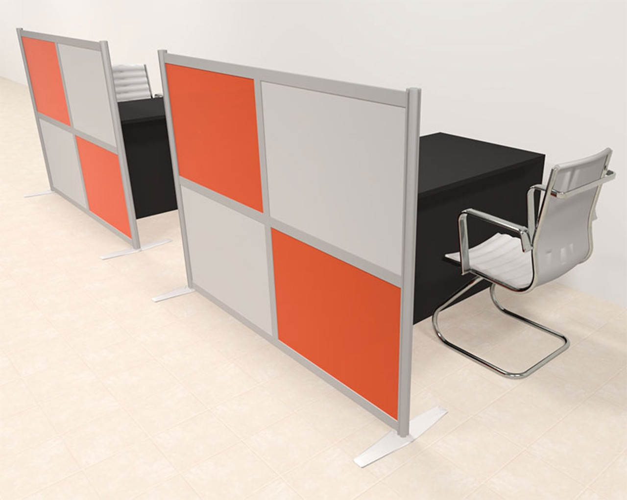 Two Person Workstation w/Acrylic Aluminum Privacy Panel, #OT-SUL-HPO92