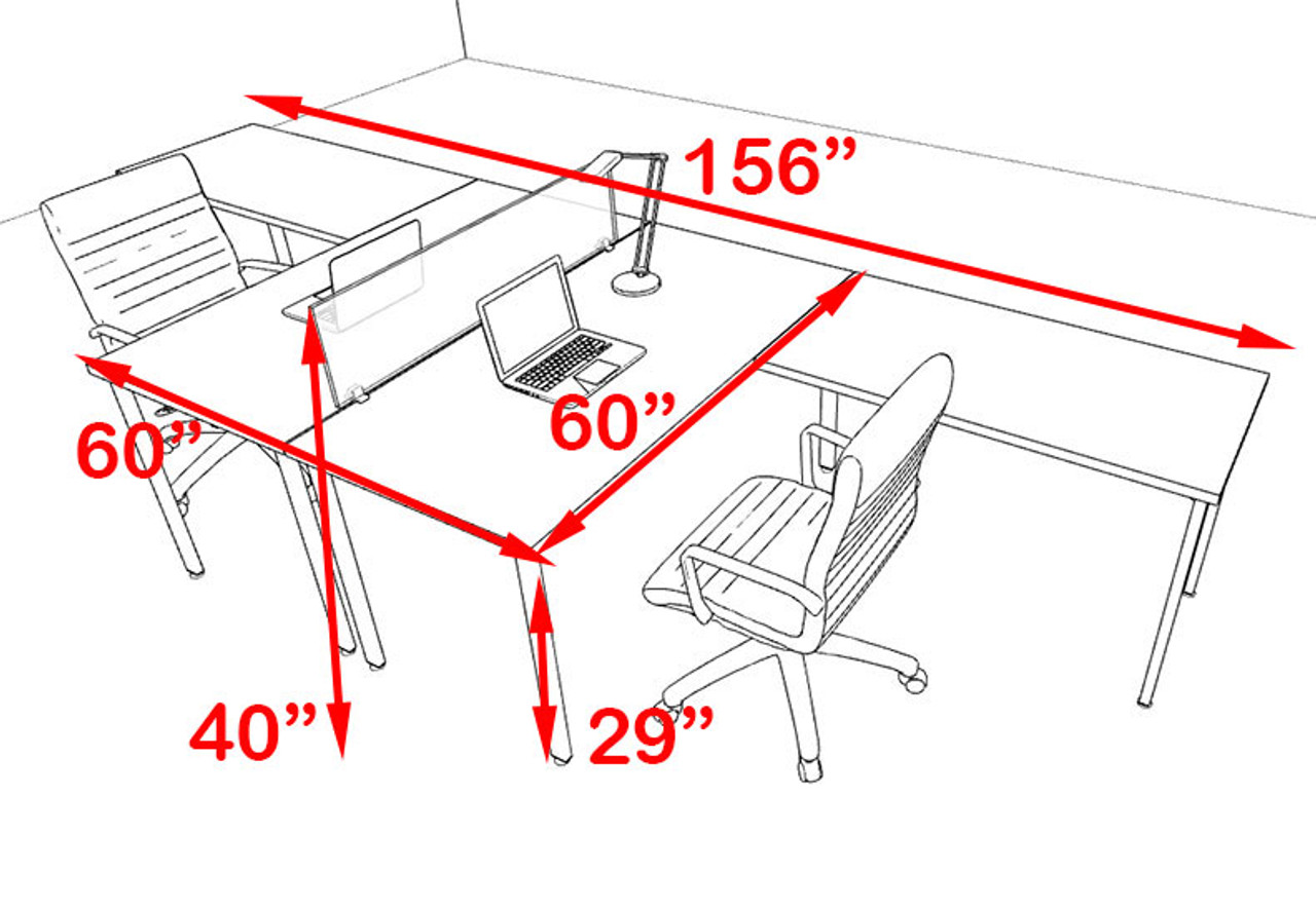 Two Persons L Shaped Modern Acrylic Divider Workstation, #MT-FIV-FP42