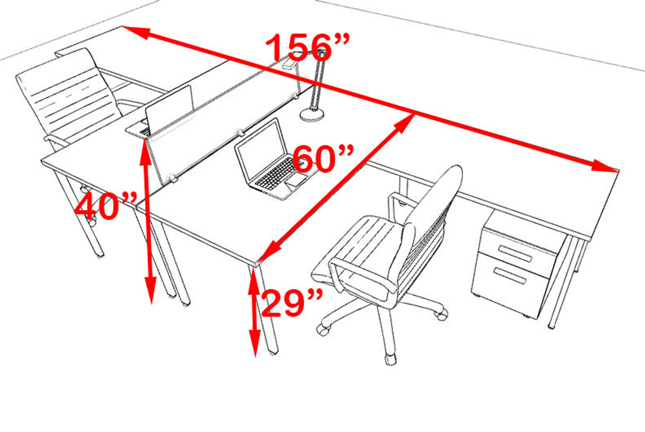 Two Persons L Shaped Modern Acrylic Divider Workstation, #MT-FIV-FP56