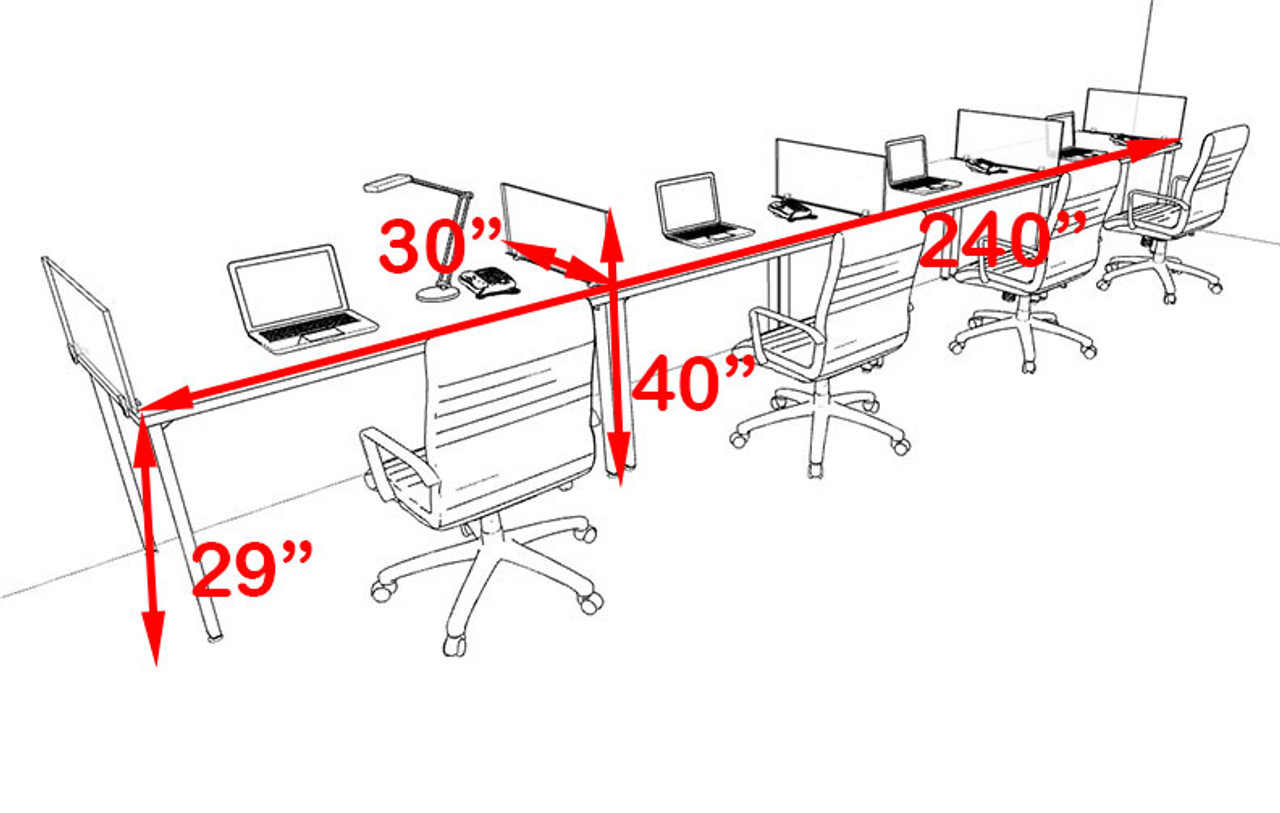 Four Persons Modern Acrylic Divider Workstation, #MT-FIV-SP18