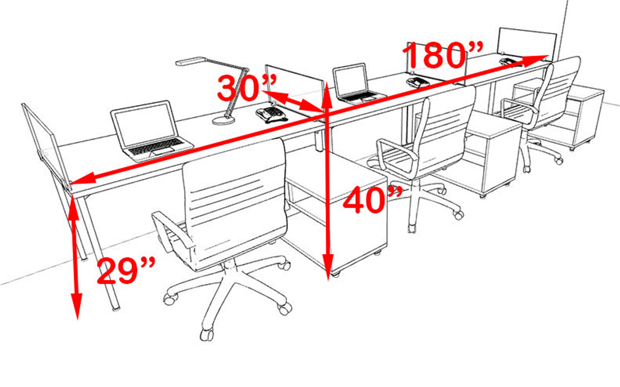 Three Persons Modern Acrylic Divider Workstation, #MT-FIV-SP58