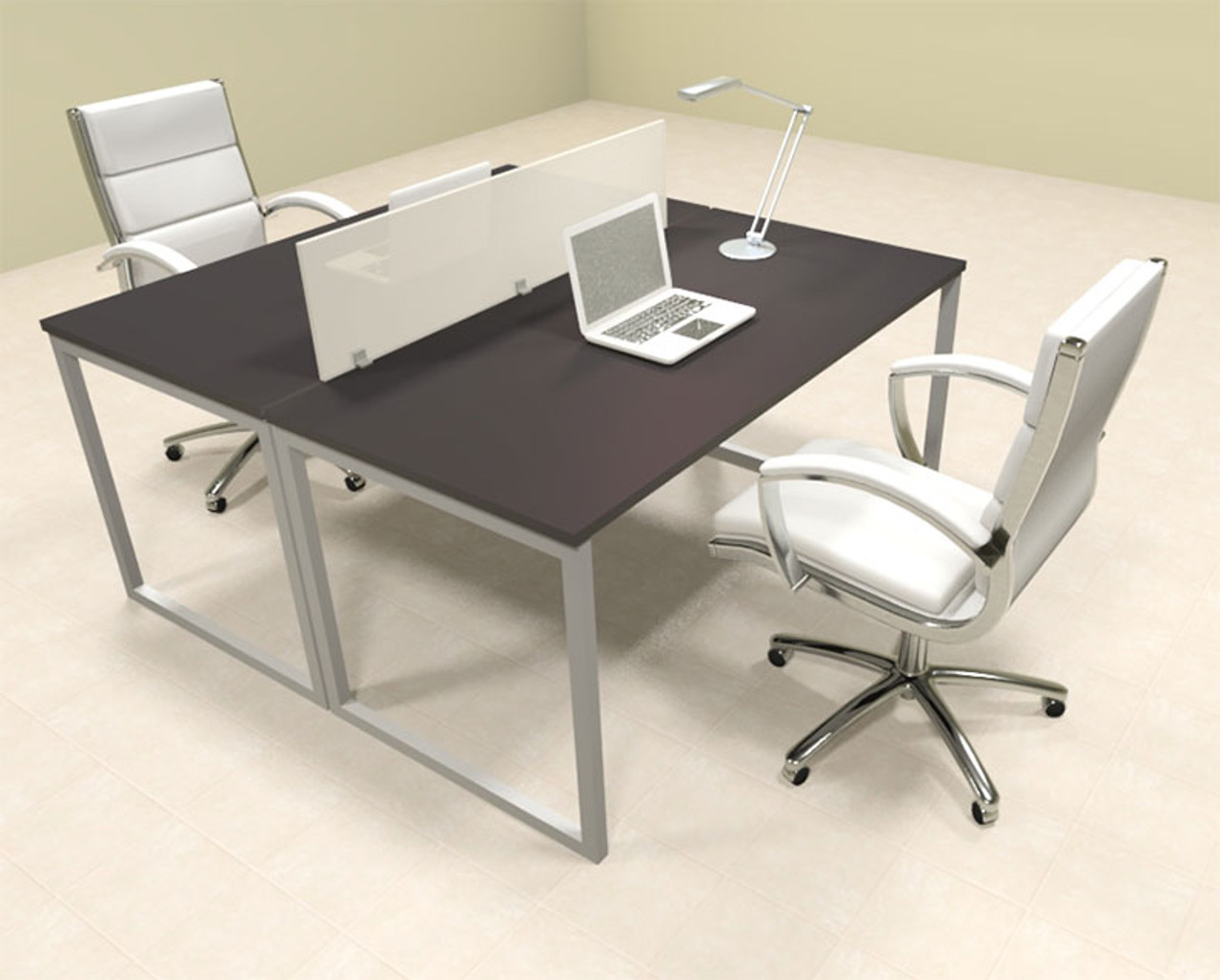 Two Person Modern Acrylic Divider Office Workstation, #AL-OPN-FP6