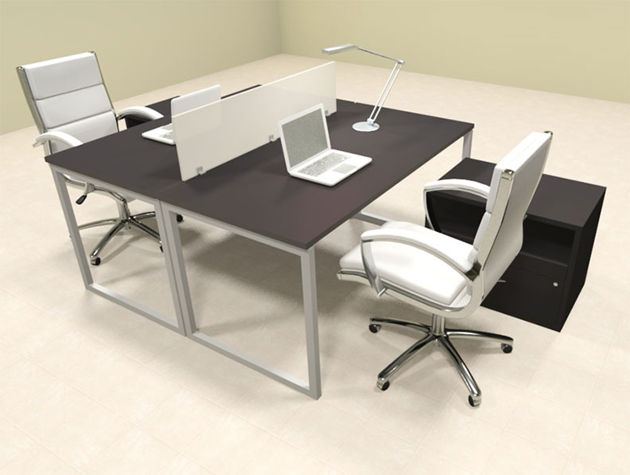 Two Person Modern Acrylic Divider Office Workstation, #AL-OPN-FP60