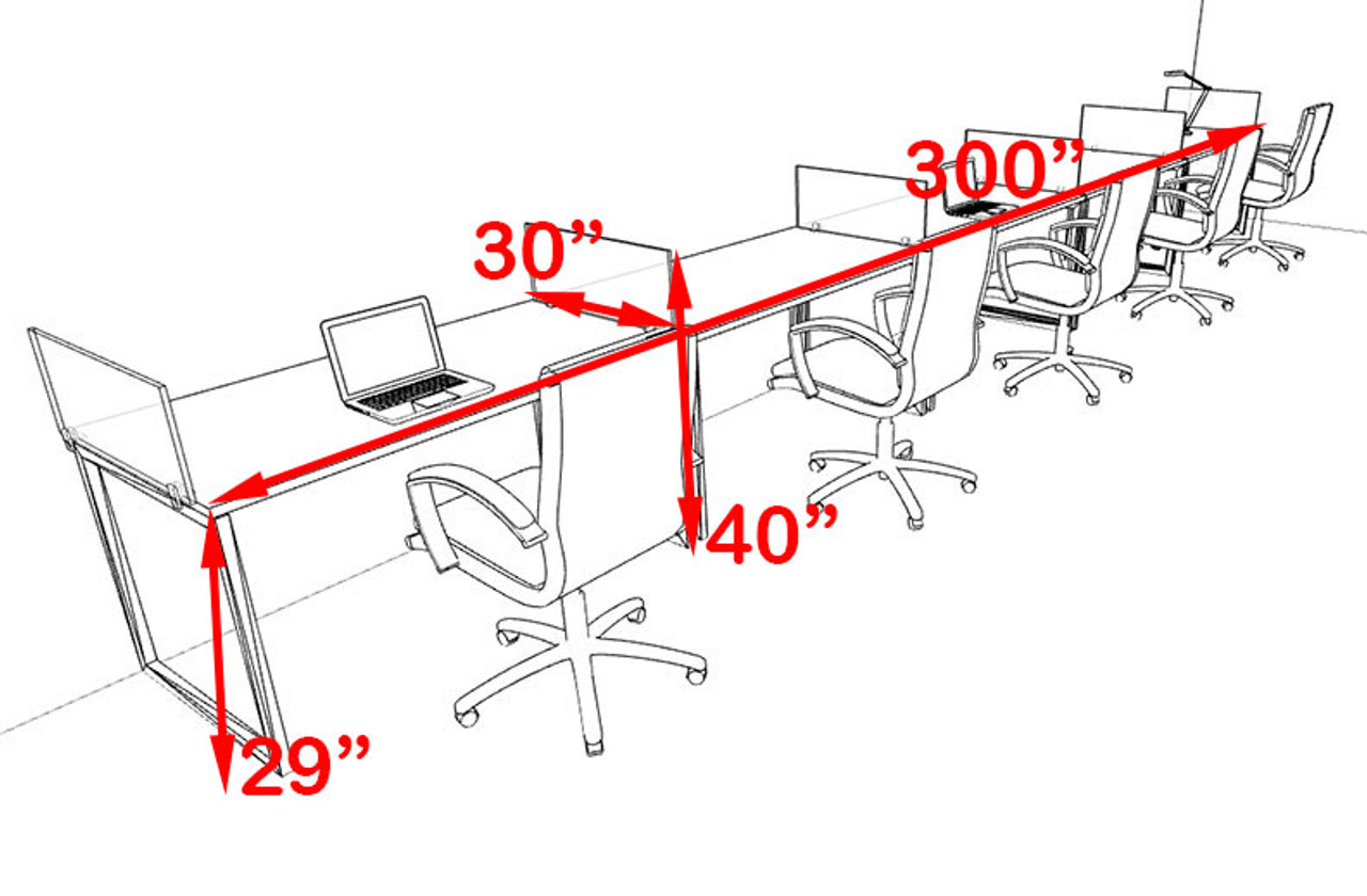 Five Person Modern Acrylic Divider Office Workstation, #AL-OPN-SP37