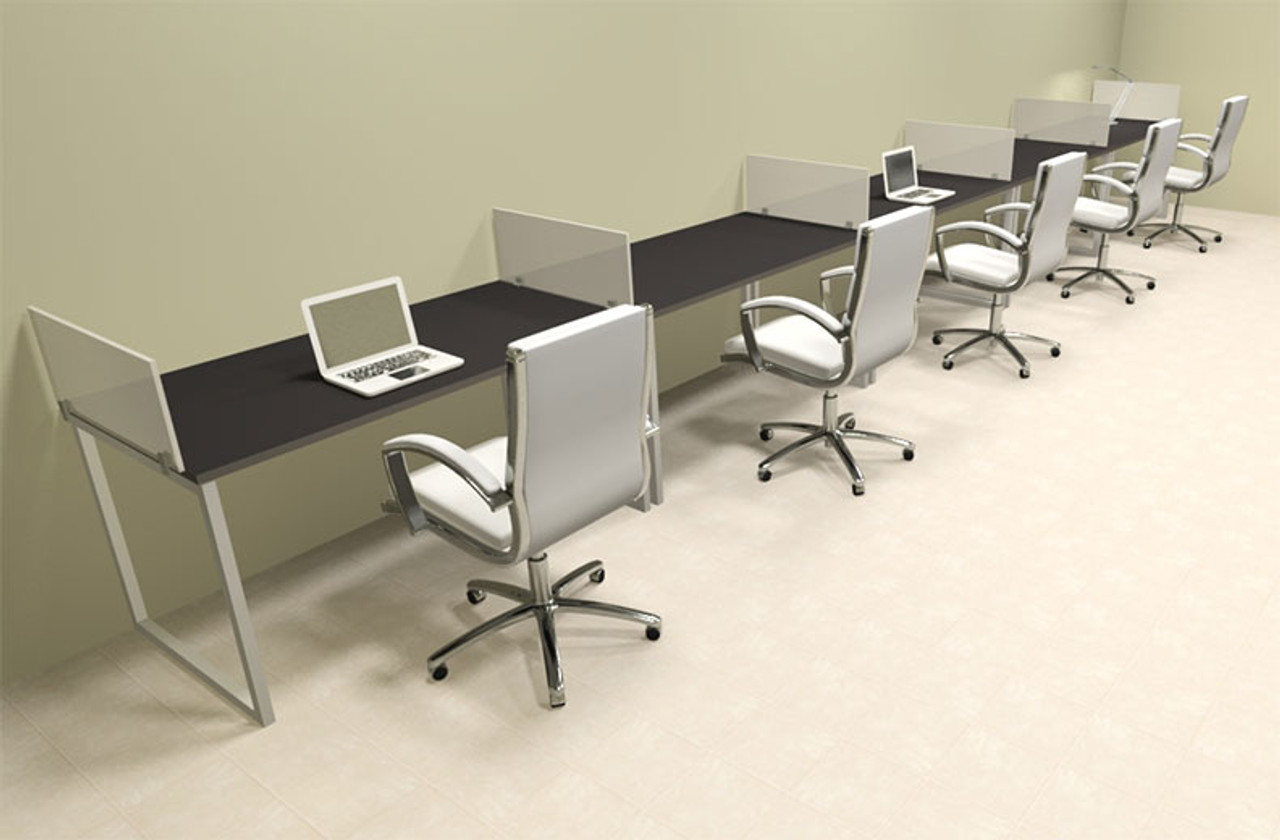 Five Person Modern Acrylic Divider Office Workstation, #AL-OPN-SP42