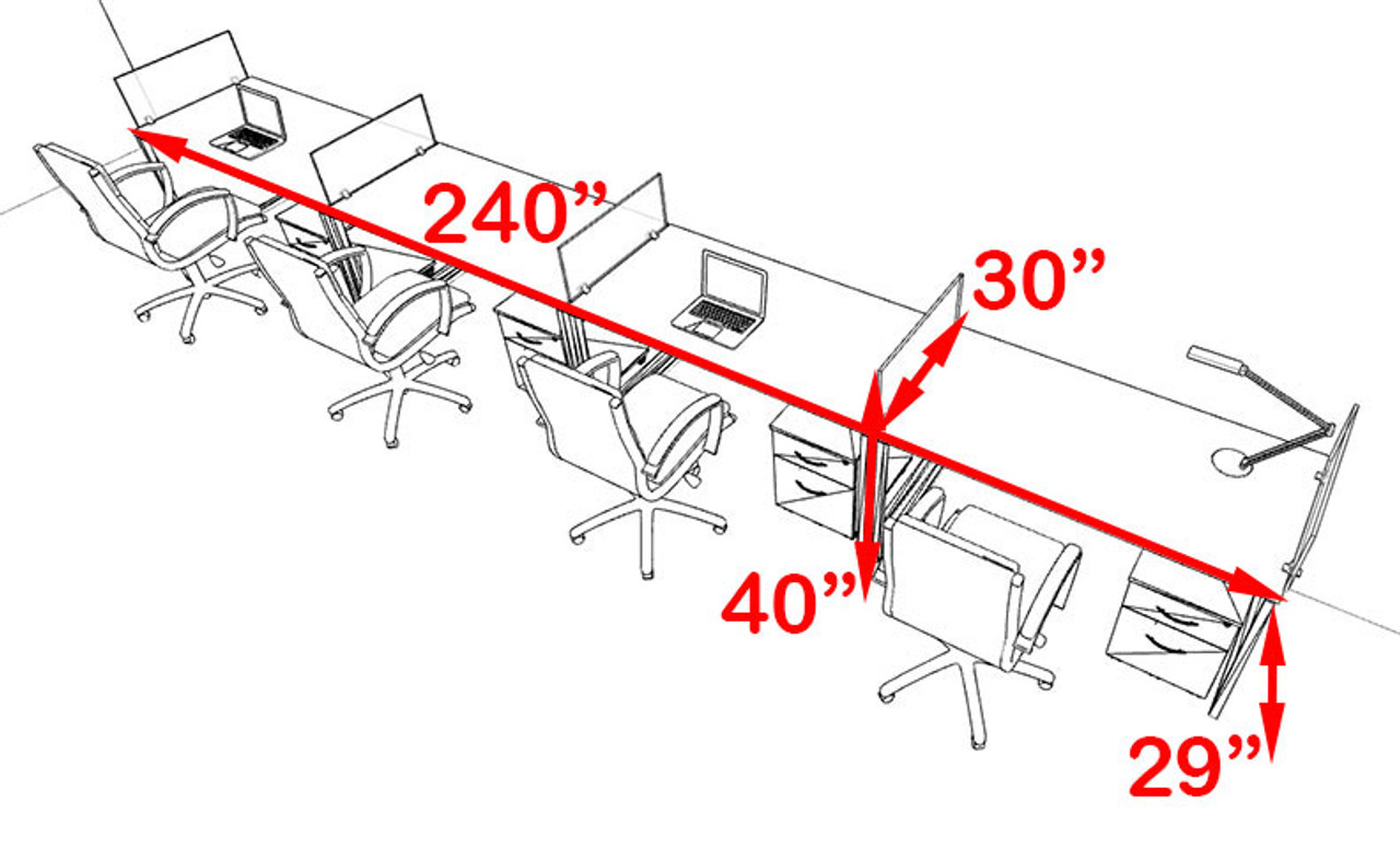 Four Person Modern Acrylic Divider Office Workstation, #AL-OPN-SP65