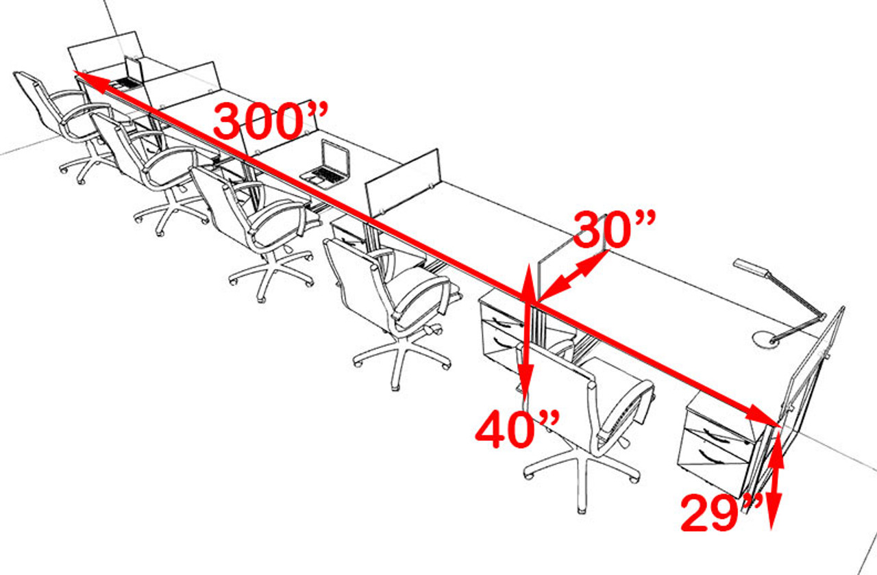 Five Person Modern Acrylic Divider Office Workstation, #AL-OPN-SP67