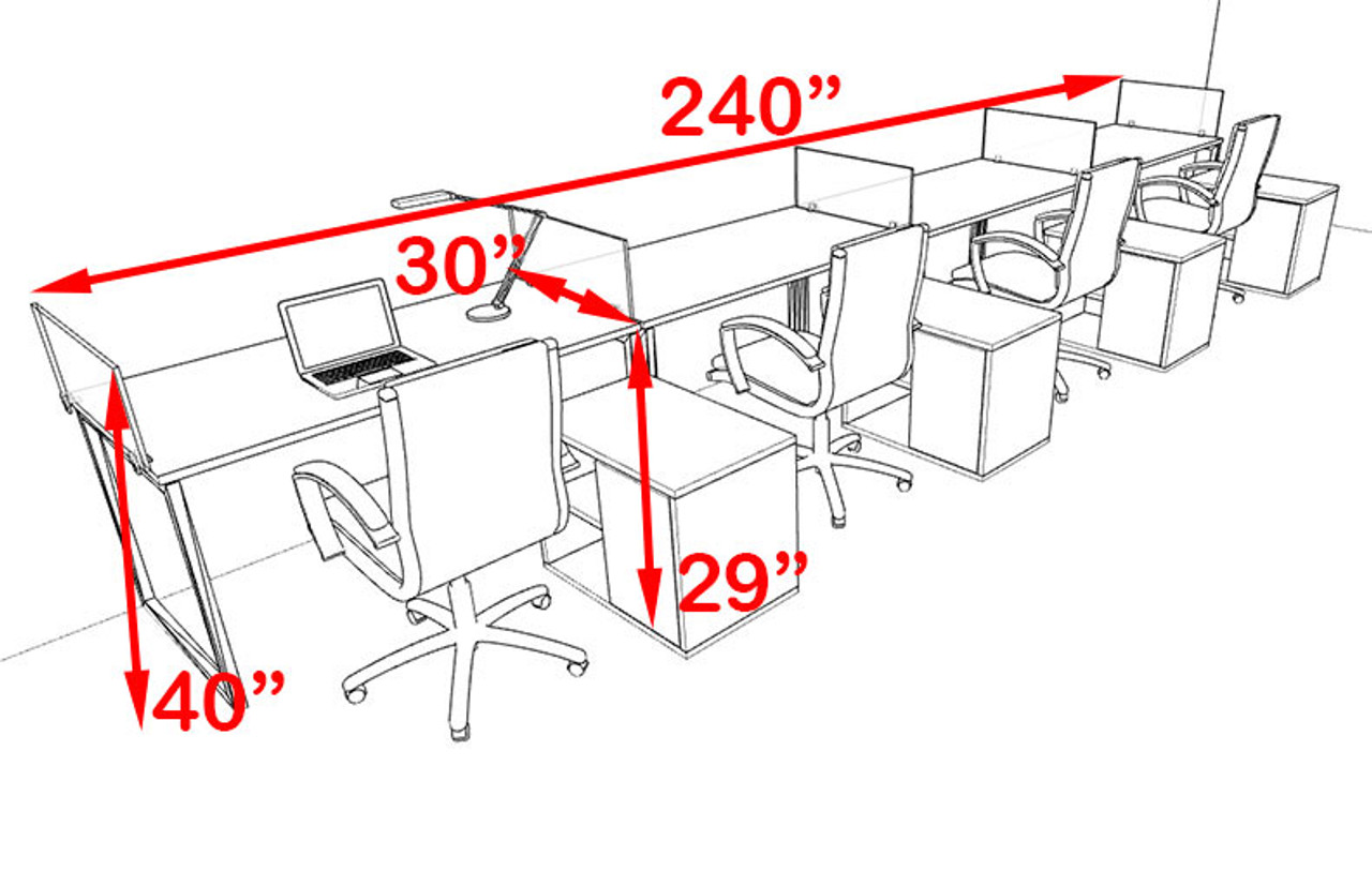 Four Person Modern Acrylic Divider Office Workstation, #AL-OPN-SP94