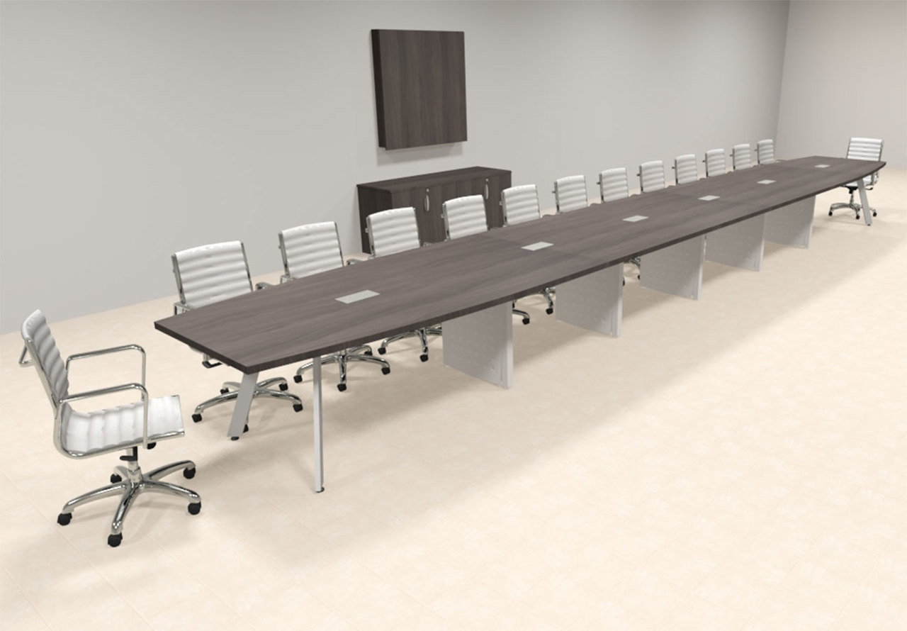 Modern Boat shaped 28' Feet Metal Leg Conference Table, #OF-CON-CV77