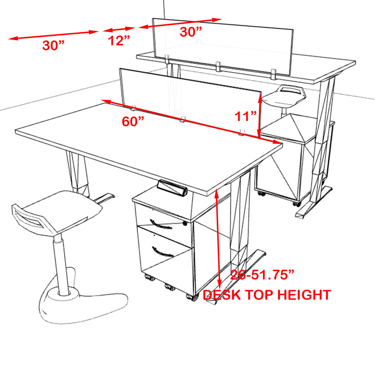 Two Persons Modern Power Height Adjustable Leg Divider Workstation, #AL-OPN-HP11