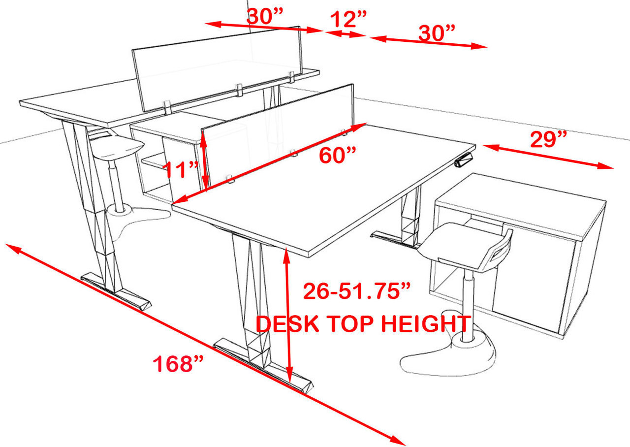 Two Persons Modern Power Height Adjustable Leg Divider Workstation, #AL-OPN-HP29