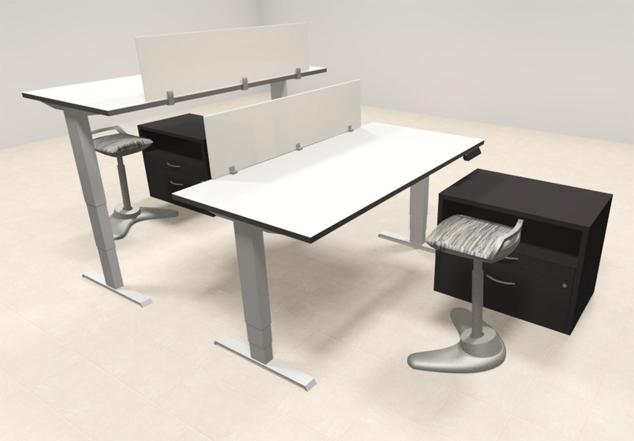 Two Persons Modern Power Height Adjustable Leg Divider Workstation, #AL-OPN-HP31