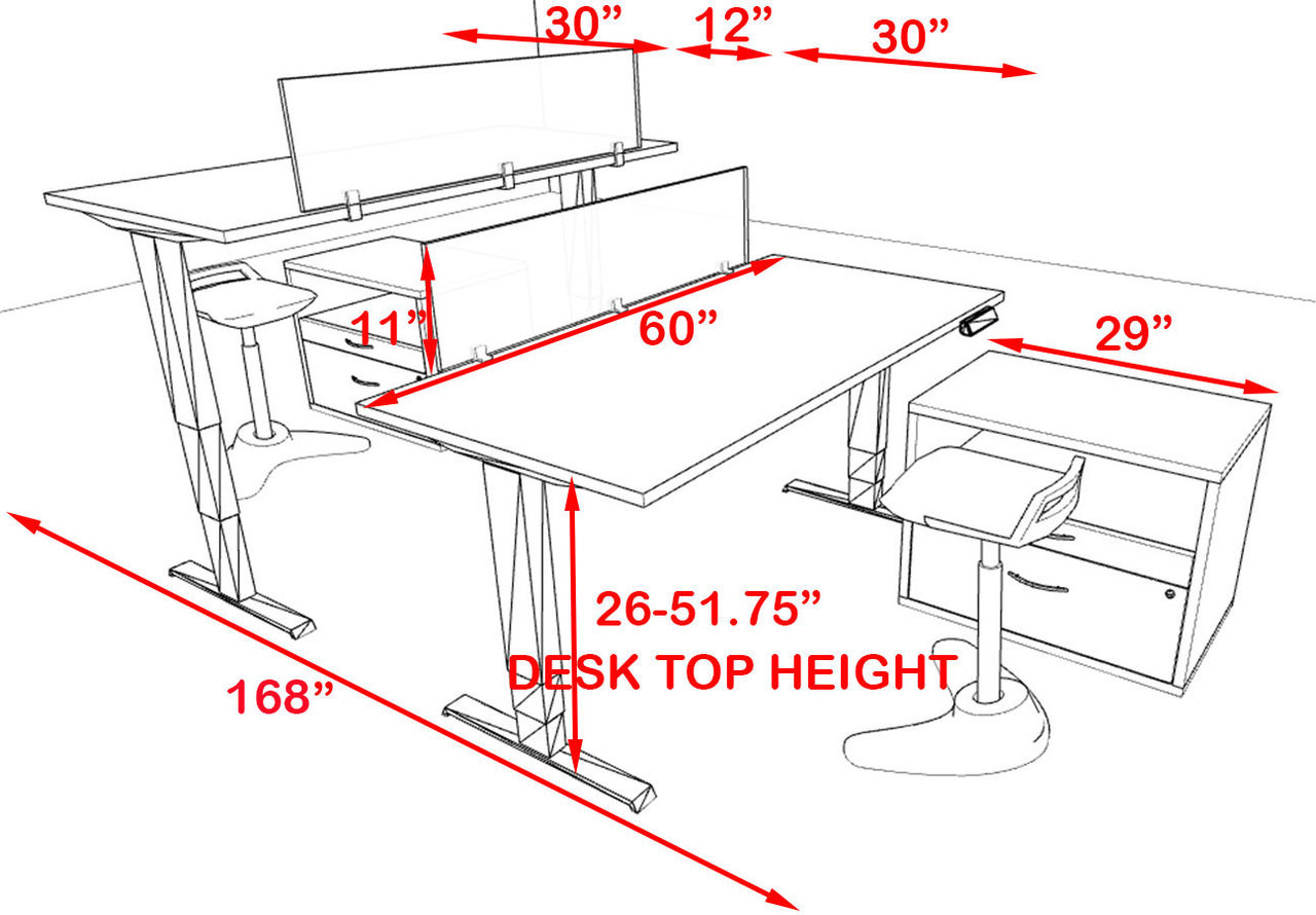 Two Persons Modern Power Height Adjustable Leg Divider Workstation, #AL-OPN-HP33