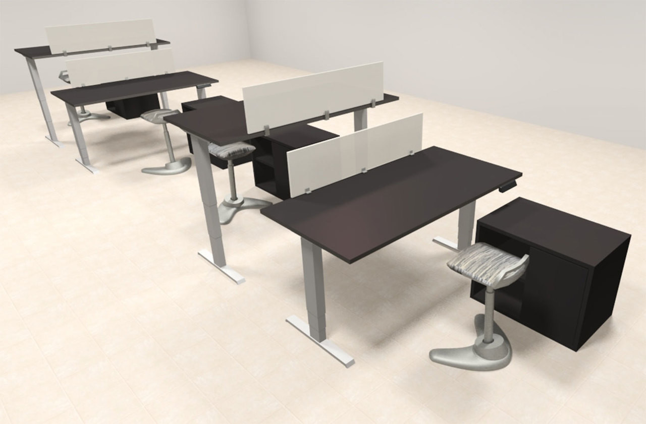 Four Persons Modern Power Height Adjustable Leg Divider Workstation, #AL-OPN-HP42