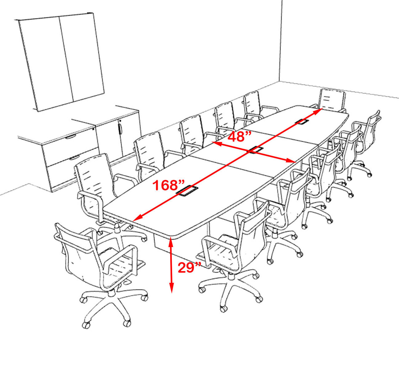 Modern Boat Shapedd 14' Feet Conference Table, #OF-CON-C135