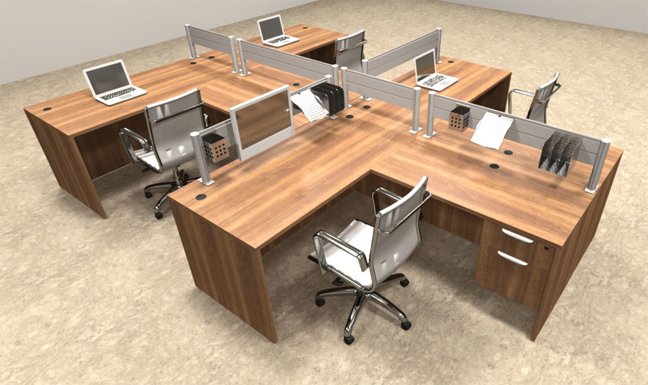 Four Person Modern Aluminum Organizer Divider Office Workstation, #OT-SUL-SPW57