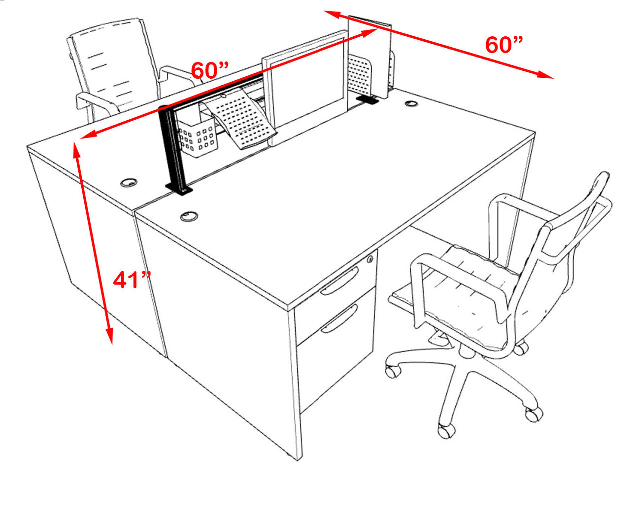 Two Person Modern Aluminum Organizer Divider Office Workstation, #OT-SUL-FPW13
