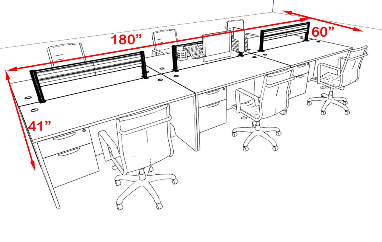 Six Person Modern Aluminum Organizer Divider Office Workstation, #OT-SUL-FPW24