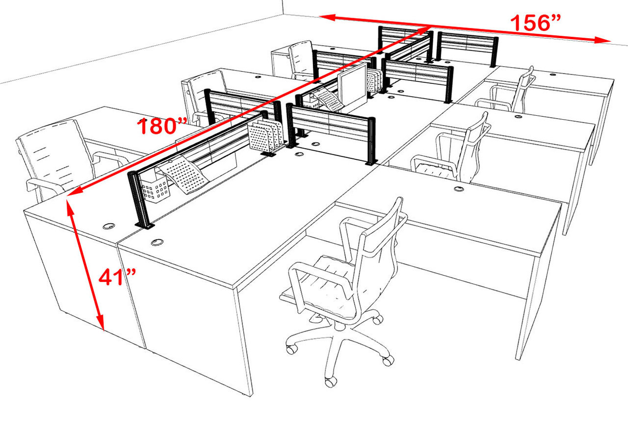 Six Person Modern Aluminum Organizer Divider Office Workstation, #OT-SUL-FPW34