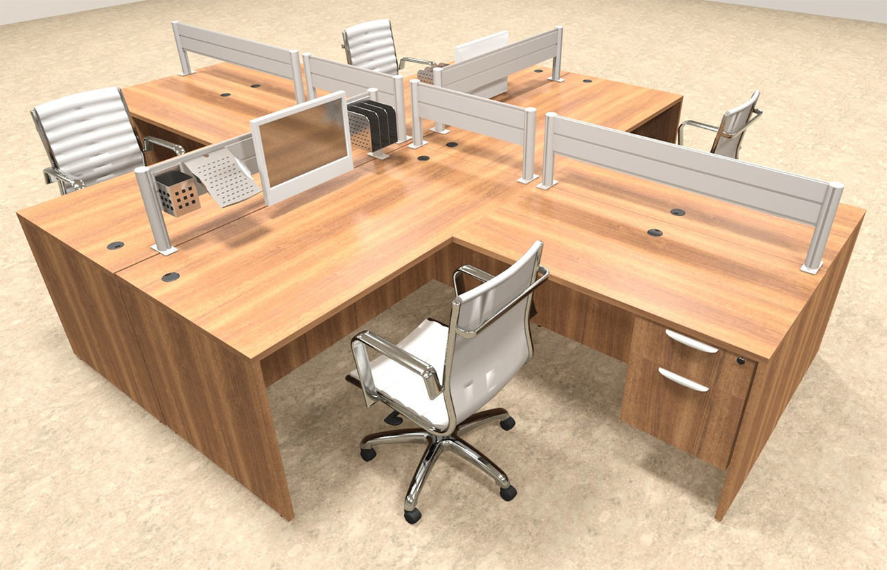 Four Person Modern Aluminum Organizer Divider Office Workstation, #OT-SUL-FPW41