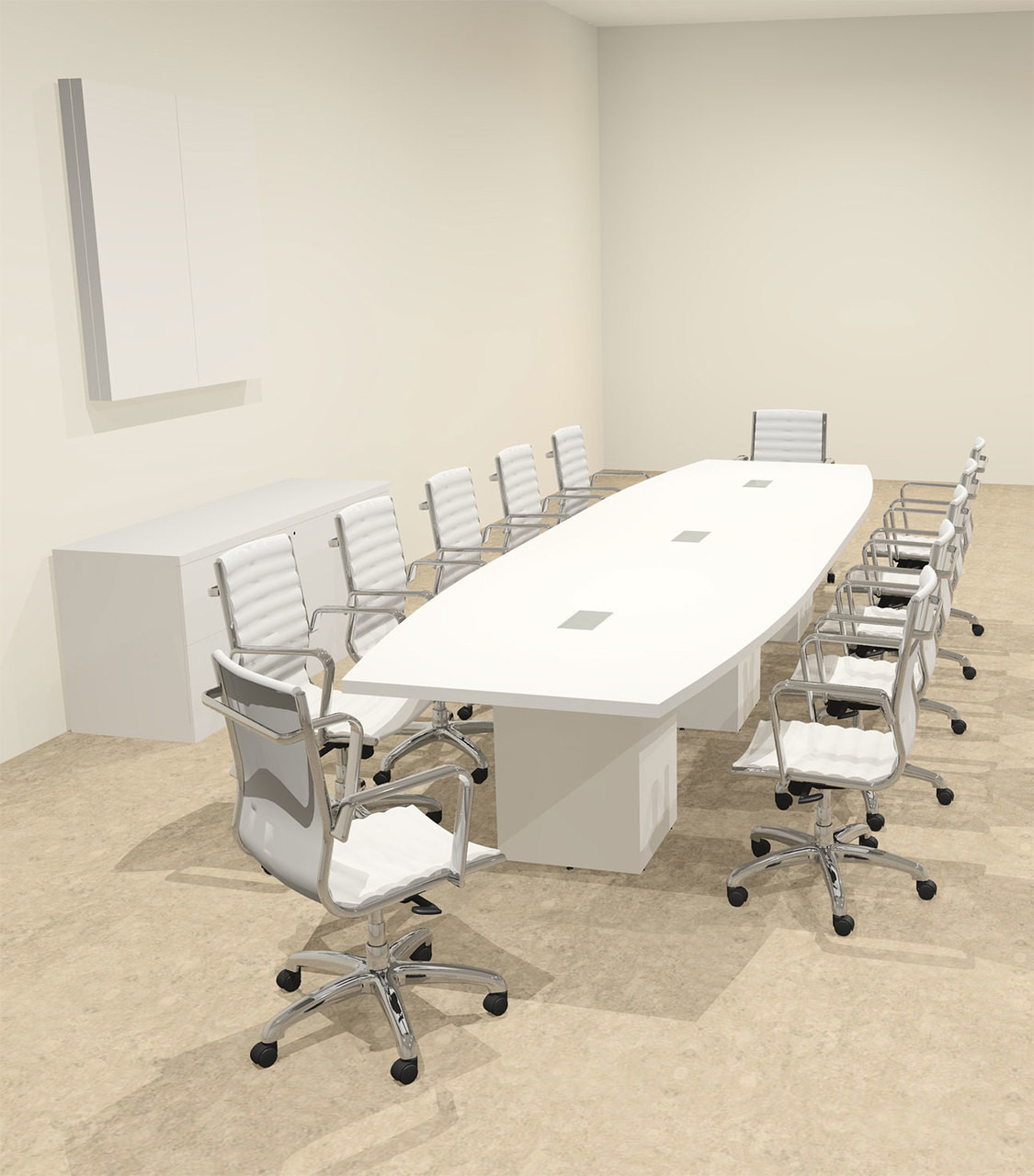 Modern Boat Shaped Cube Leg 14' Feet Conference Table, #OF-CON-CQ31