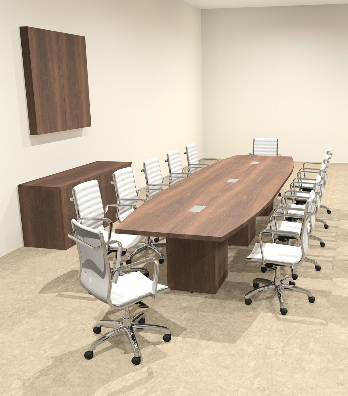 Modern Boat Shaped Cube Leg 14' Feet Conference Table, #OF-CON-CQ35