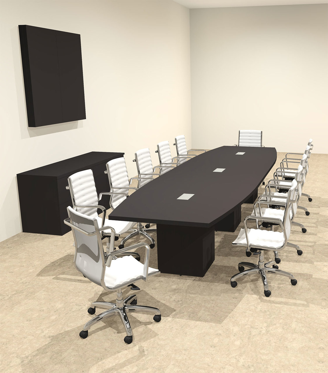 Modern Boat Shaped Cube Leg 14' Feet Conference Table, #OF-CON-CQ37