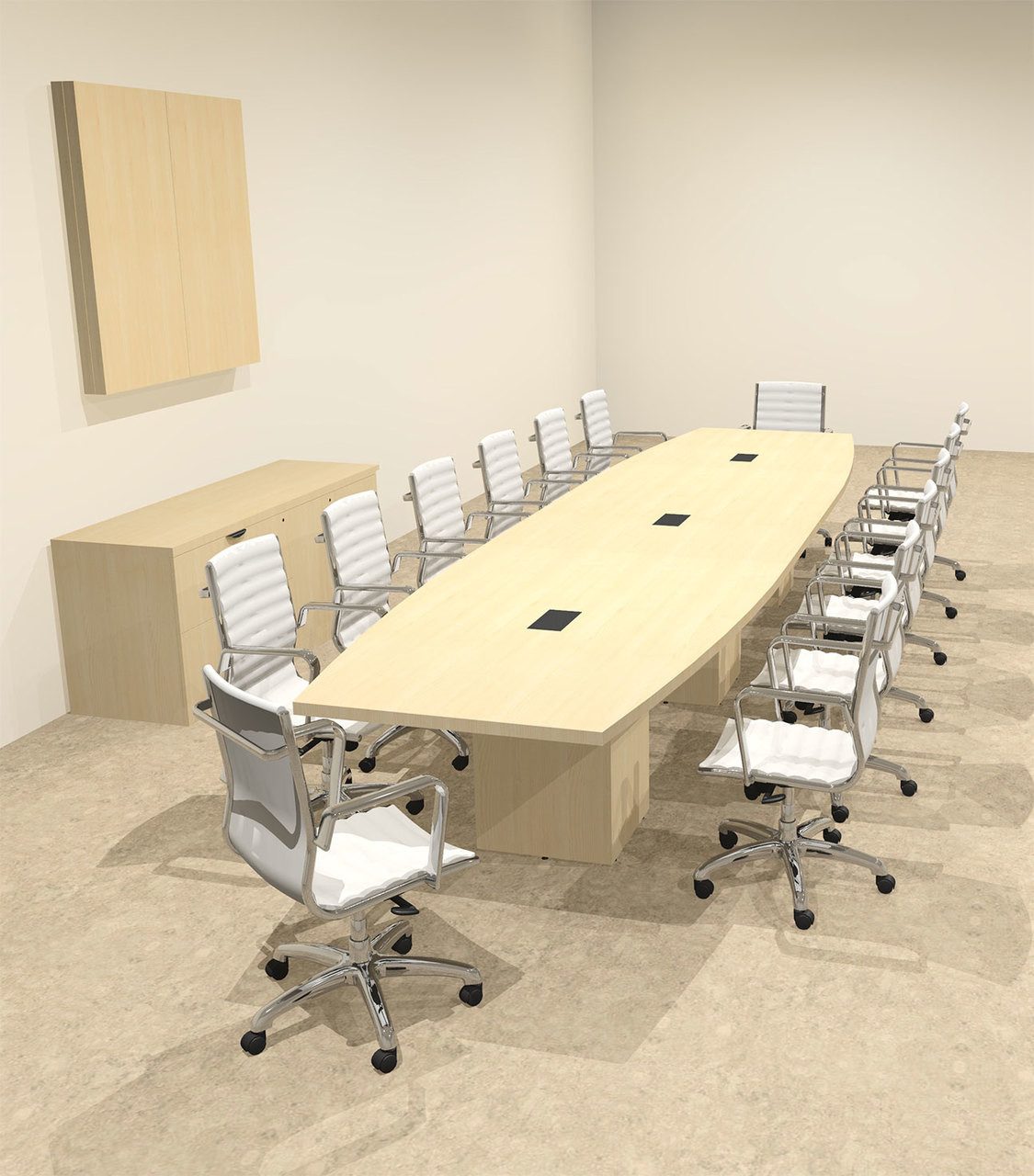 Modern Boat Shaped Cube Leg 16' Feet Conference Table, #OF-CON-CQ40