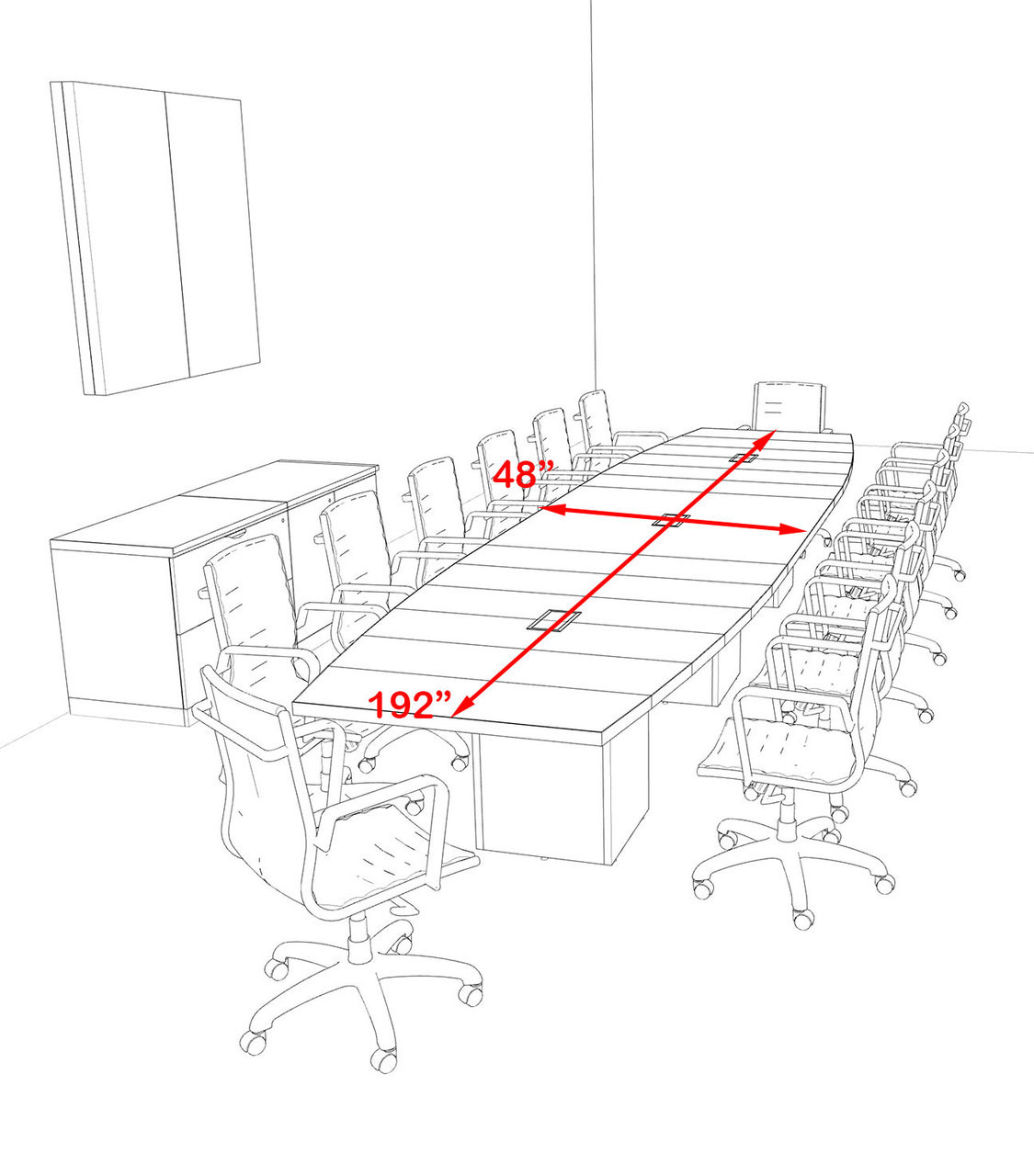 Modern Boat Shaped Cube Leg 16' Feet Conference Table, #OF-CON-CQ41