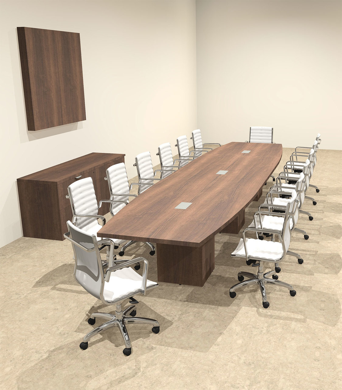 Modern Boat Shaped Cube Leg 16' Feet Conference Table, #OF-CON-CQ43