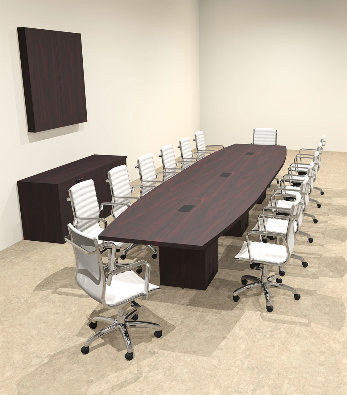 Modern Boat Shaped Cube Leg 16' Feet Conference Table, #OF-CON-CQ44