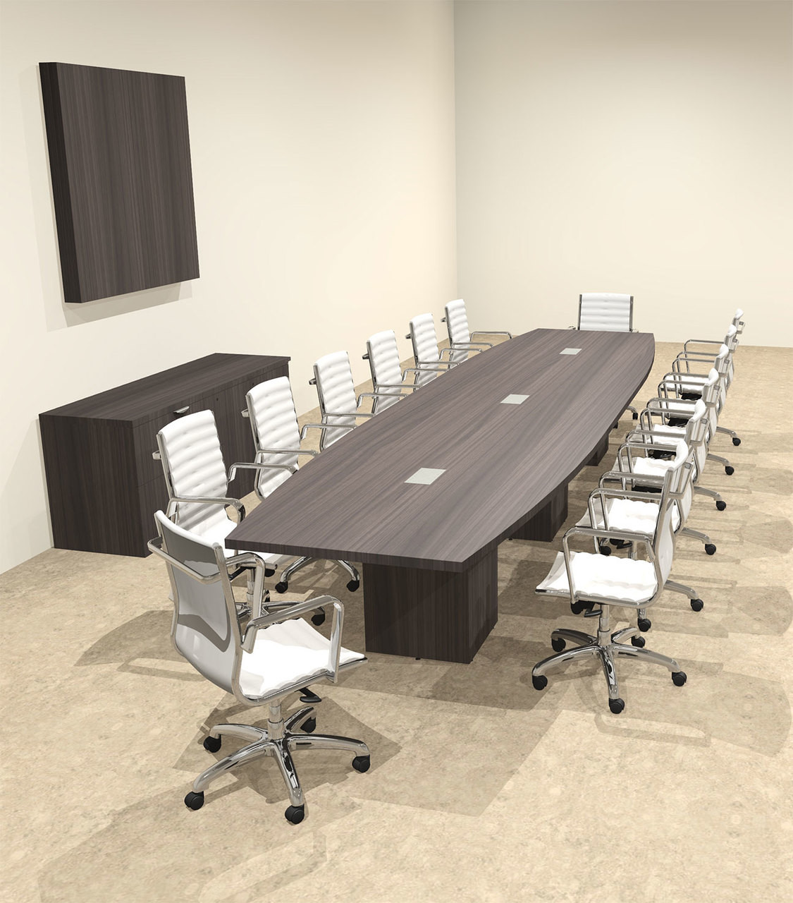 Modern Boat Shaped Cube Leg 16' Feet Conference Table, #OF-CON-CQ46