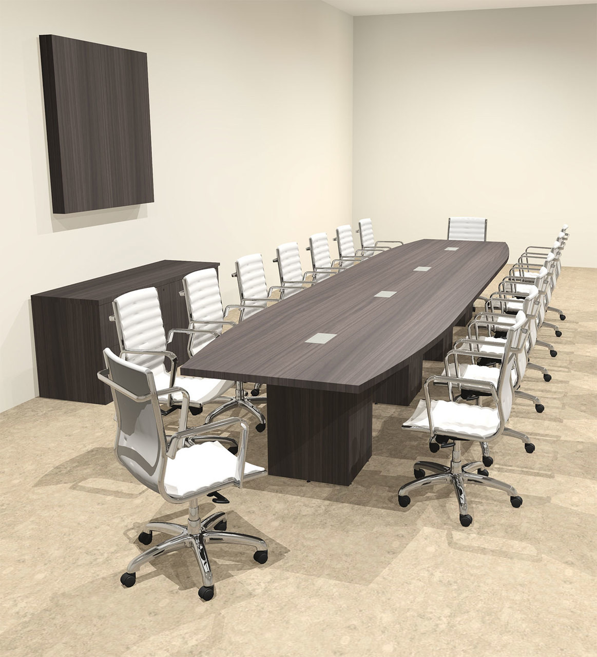 Modern Boat Shaped Cube Leg 18' Feet Conference Table, #OF-CON-CQ54