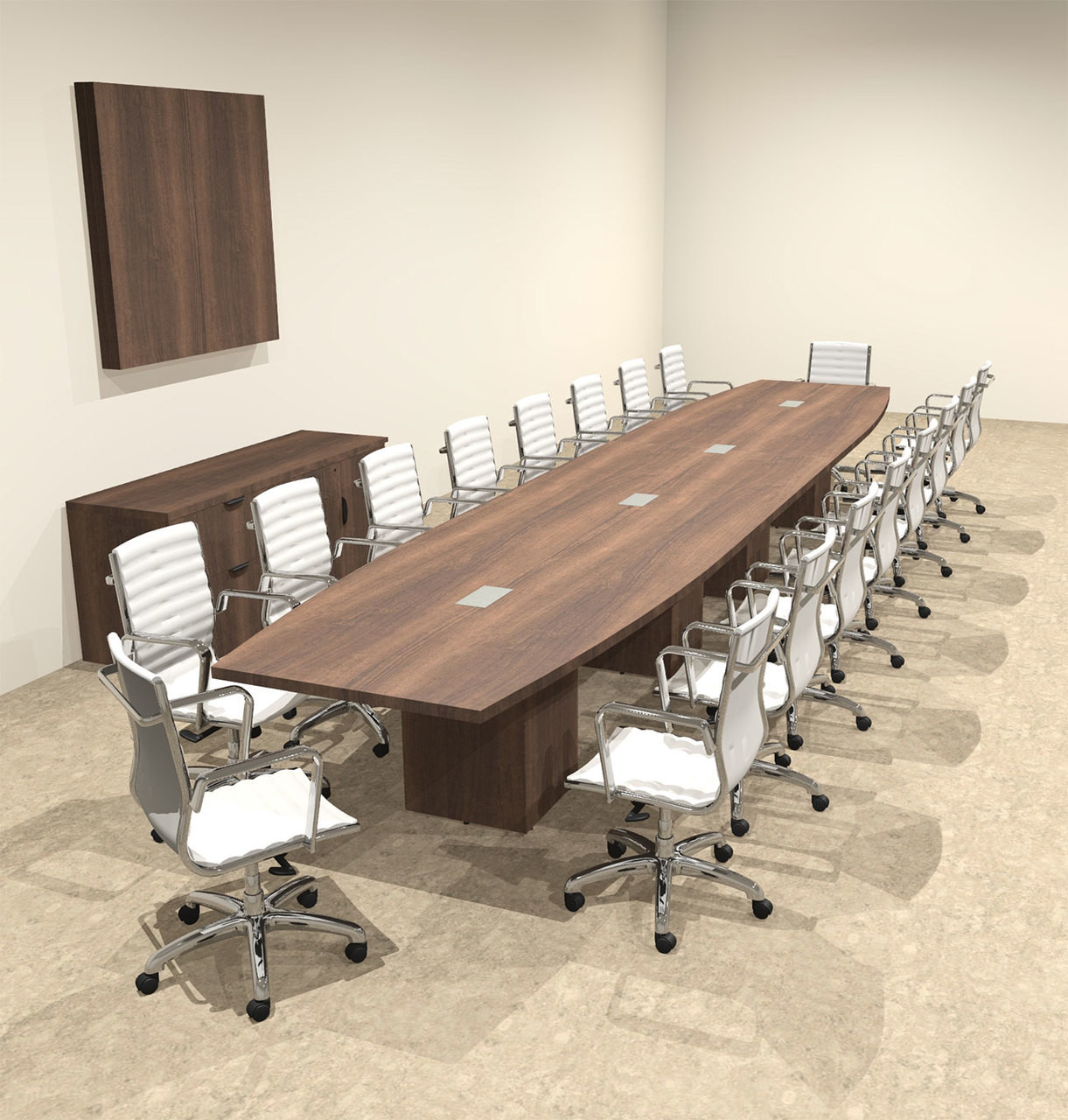 Modern Boat Shaped Cube Leg 20' Feet Conference Table, #OF-CON-CQ59