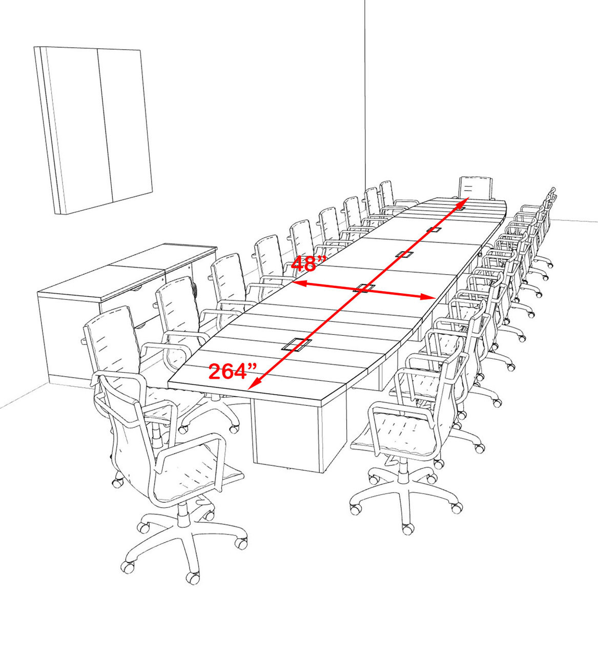 Modern Boat Shaped Cube Leg 22' Feet Conference Table, #OF-CON-CQ68