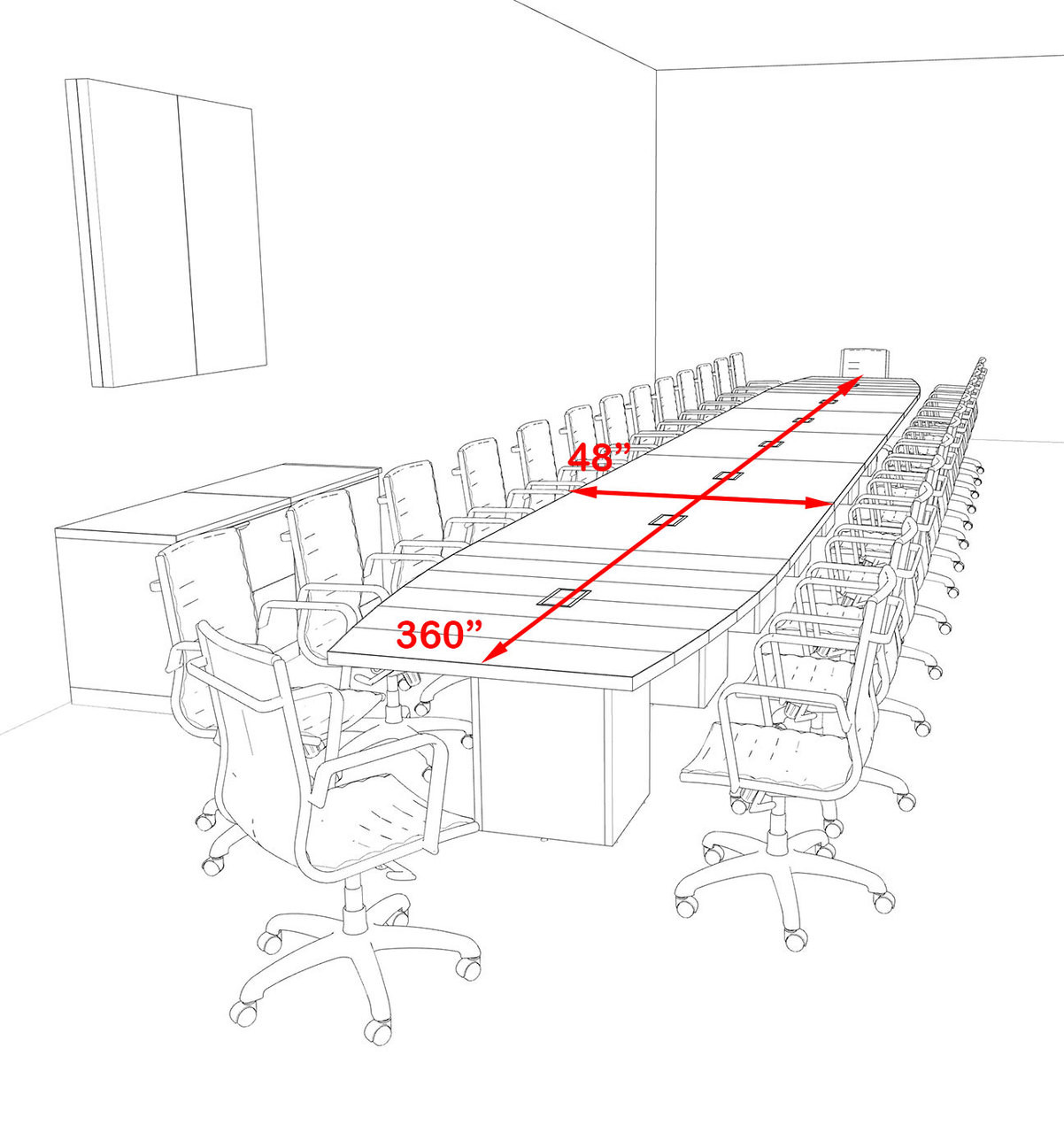 Modern Boat Shaped Cube Leg 30' Feet Conference Table, #OF-CON-CQ101