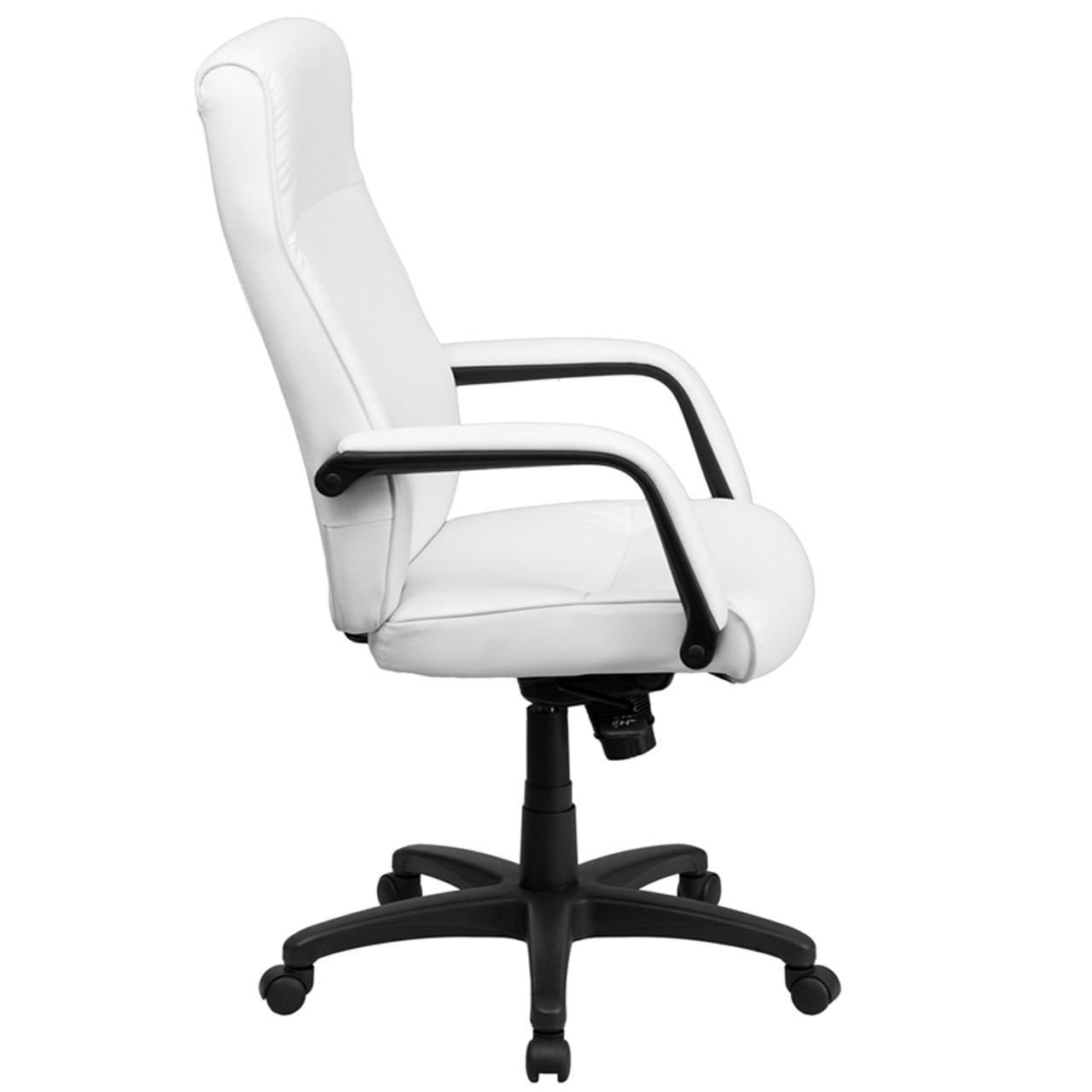 High Back White Leather Executive Office Chair with Memory Foam Padding , #FF-0159-14