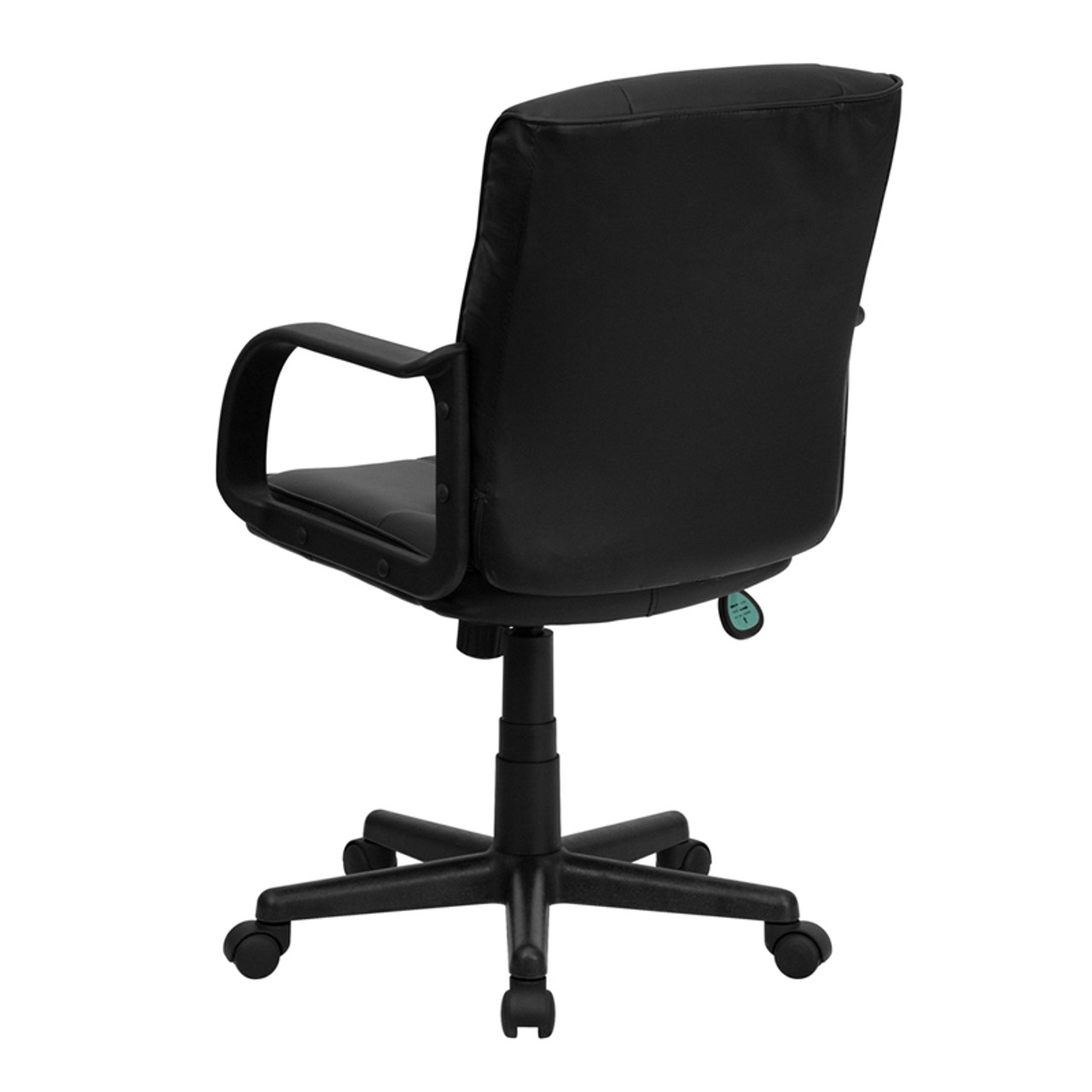 Mid-Back Black LeatherSoft Office Chair with Nylon Arms , #FF-0178-14