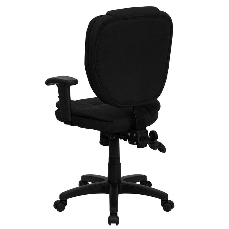 Mid-Back Black Fabric Multi-Functional Ergonomic Task Chair with Arms , #FF-0335-14
