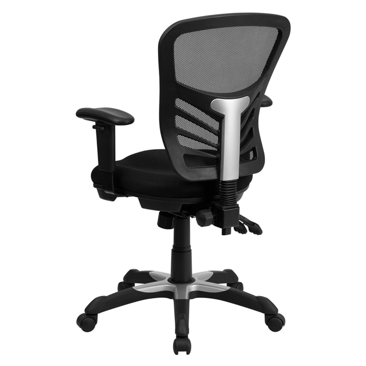 Mid-Back Black Mesh Chair with Triple Paddle Control , #FF-0013-14