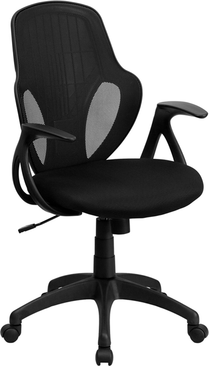 Mid-Back Executive Black Mesh Chair with Nylon Base , #FF-0054-14