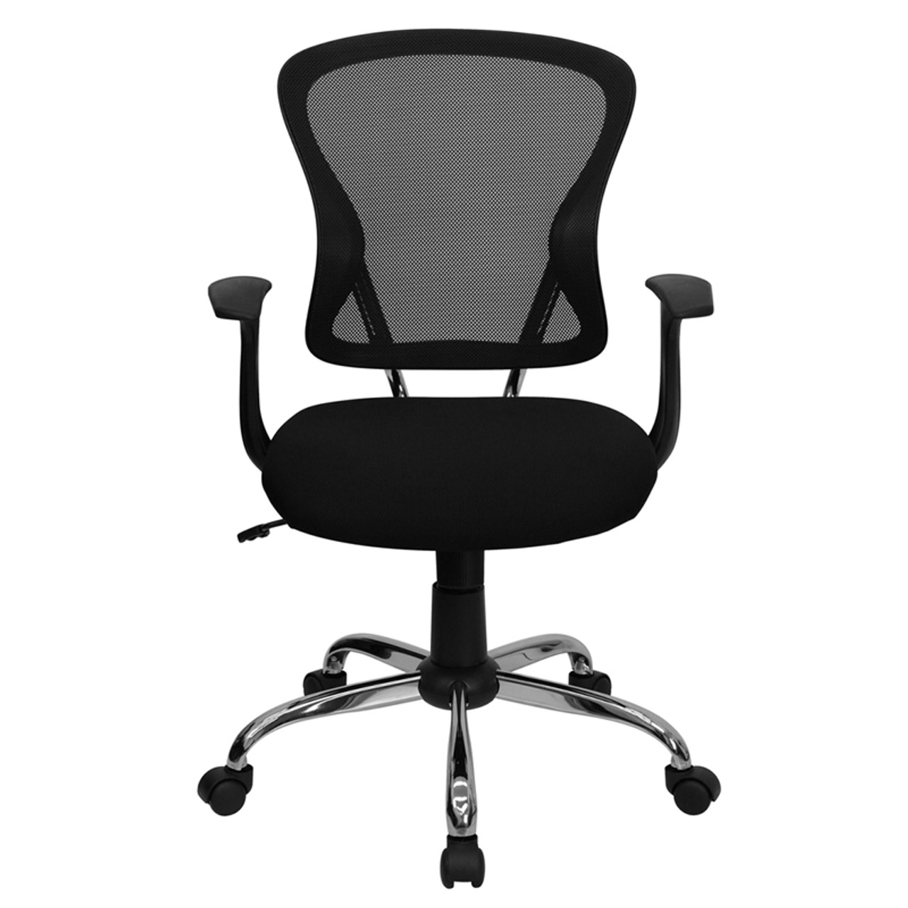 Mid-Back Black Mesh Office Chair with Chrome Finished Base , #FF-0063-14
