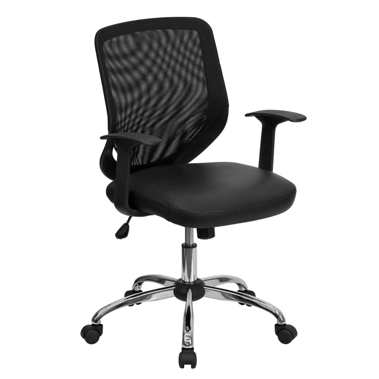 office chair leather seat mesh back