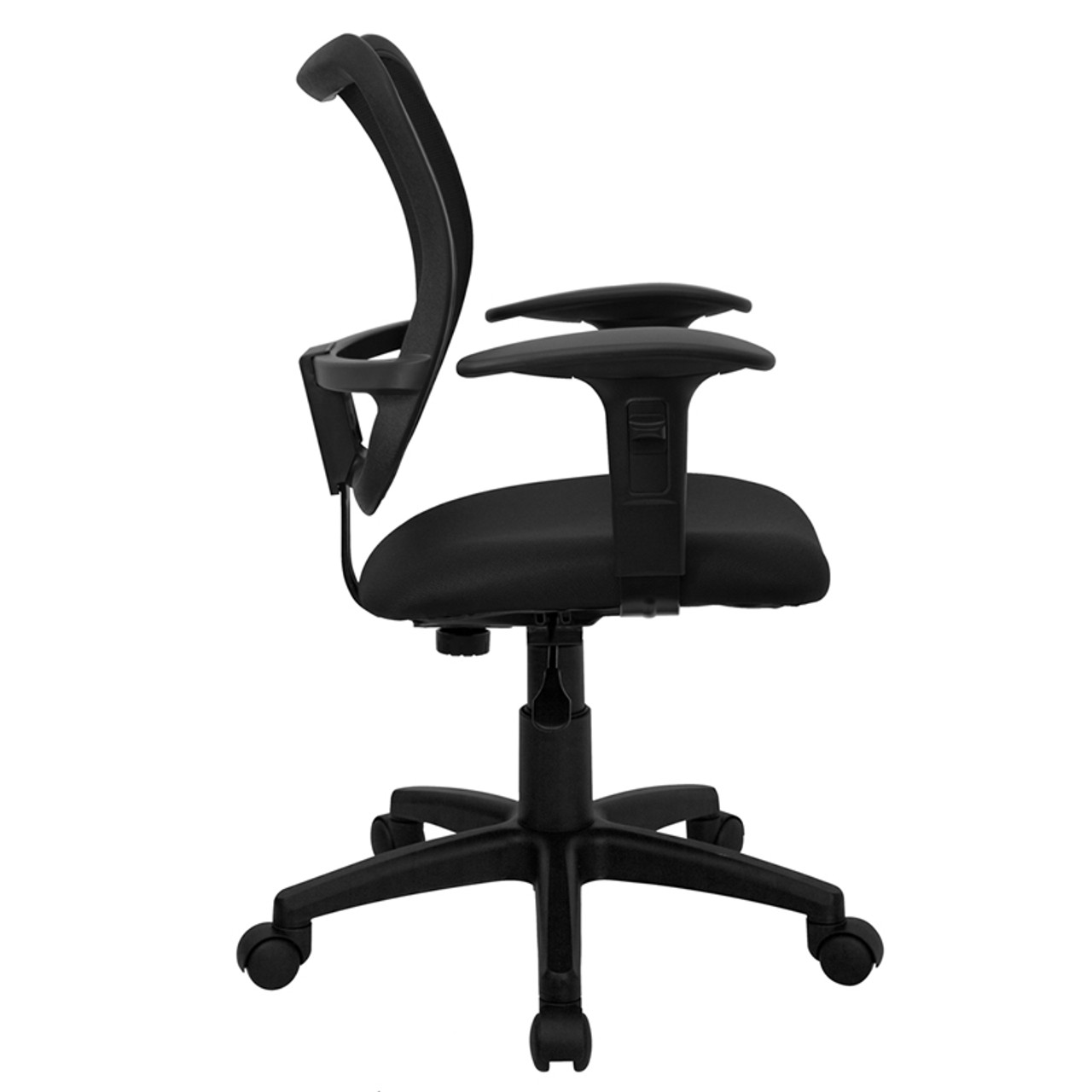 Mid-Back Mesh Task Chair with Black Fabric Seat and Arms , #FF-0089-14