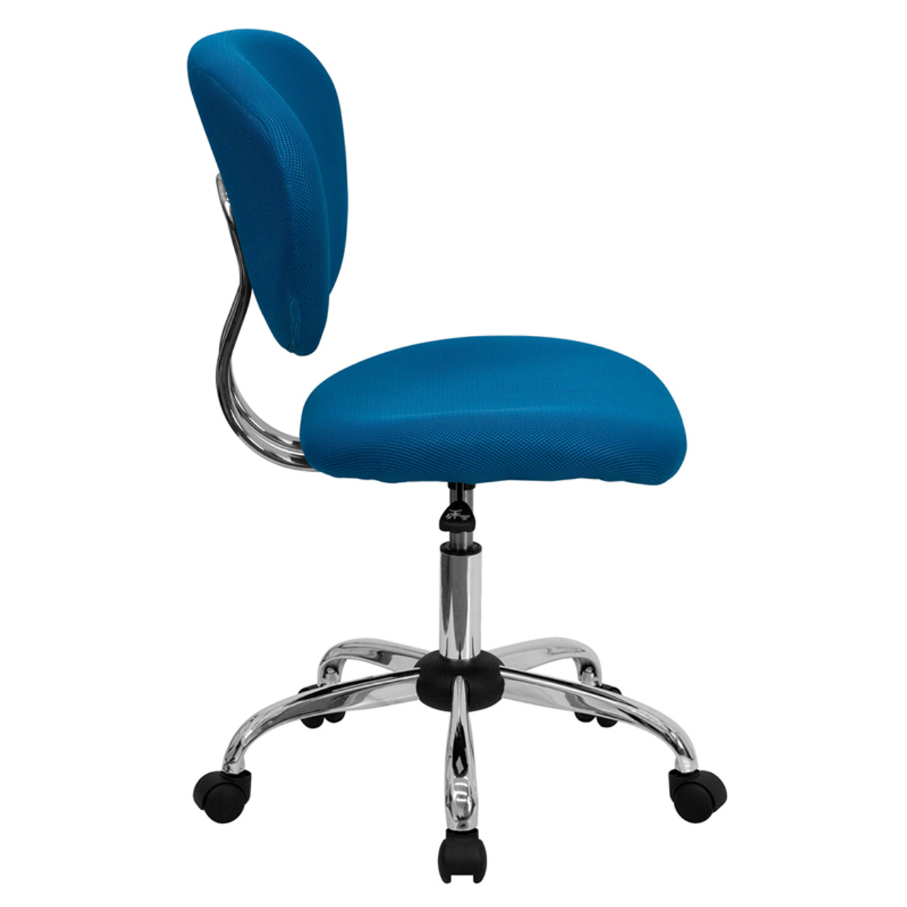 Mid-Back Turquoise Mesh Task Chair with Chrome Base , #FF-0142-14