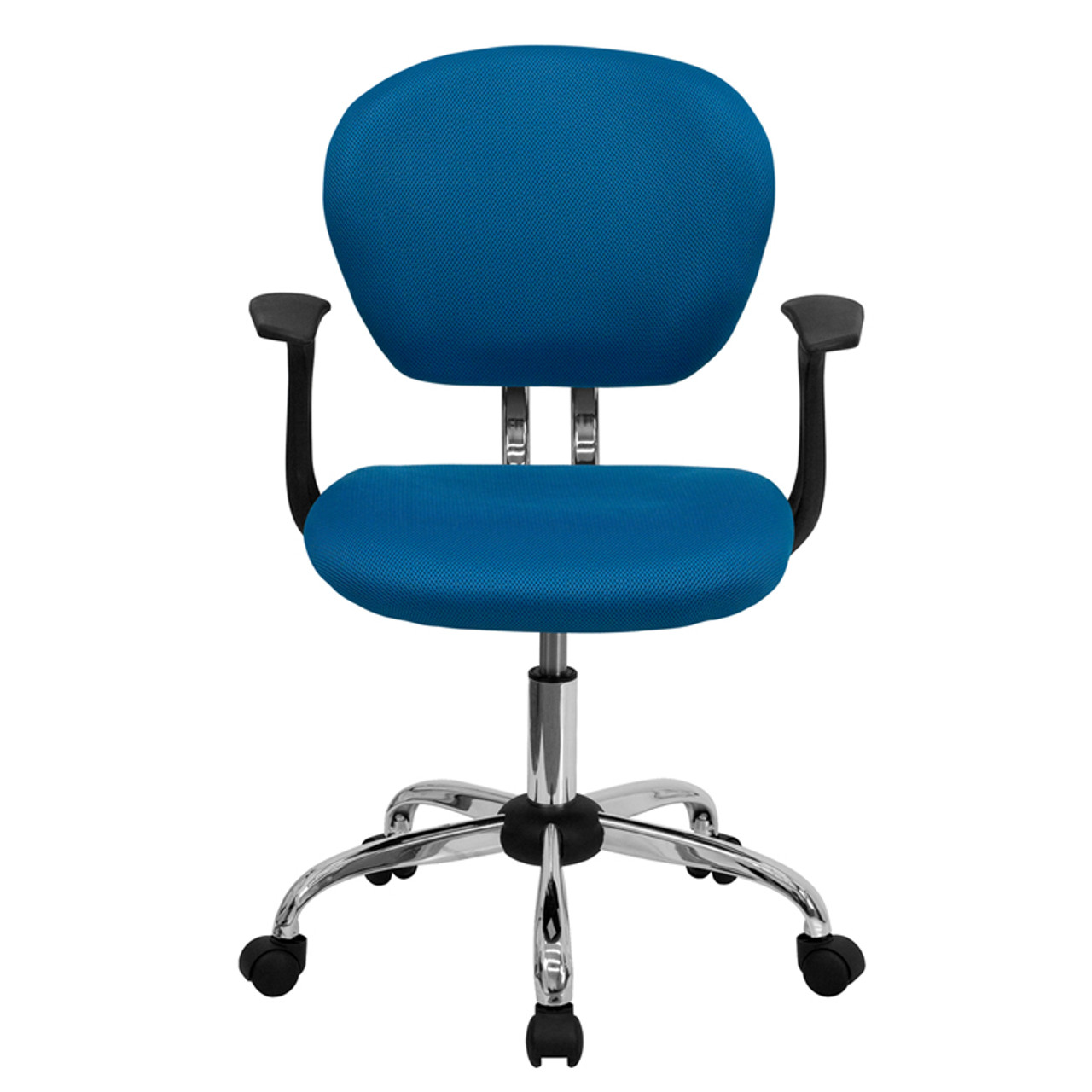 Mid-Back Turquoise Mesh Task Chair with Arms and Chrome Base , #FF-0144-14