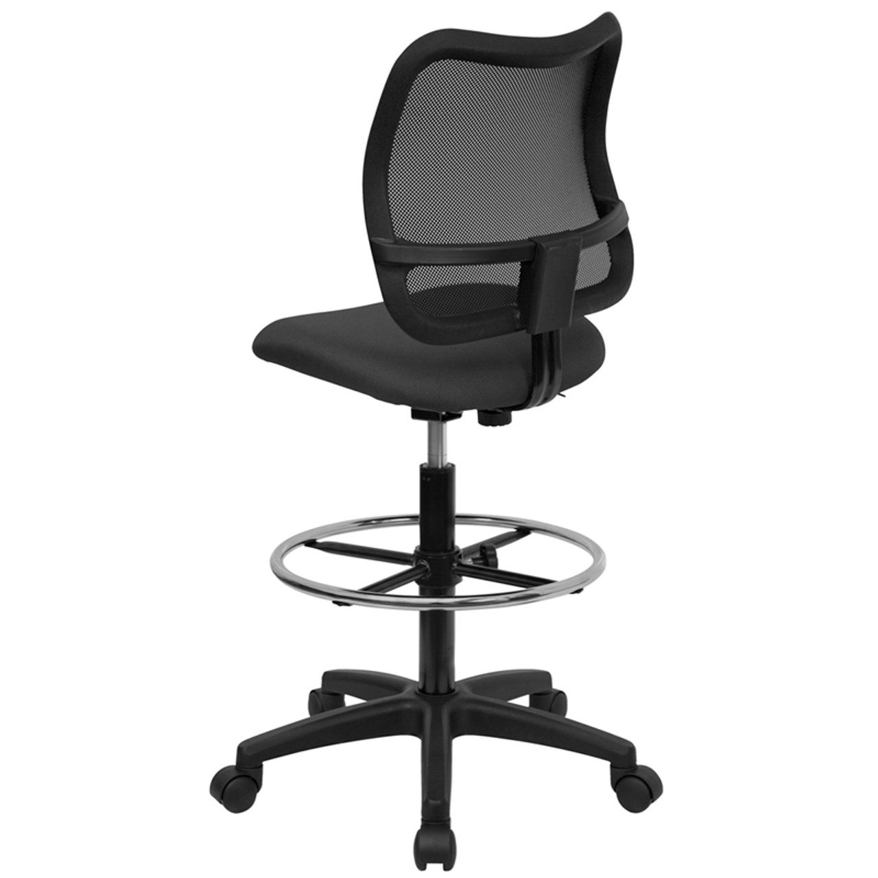 Mid-Back Mesh Drafting Stool with Gray Fabric Seat , #FF-0523-14